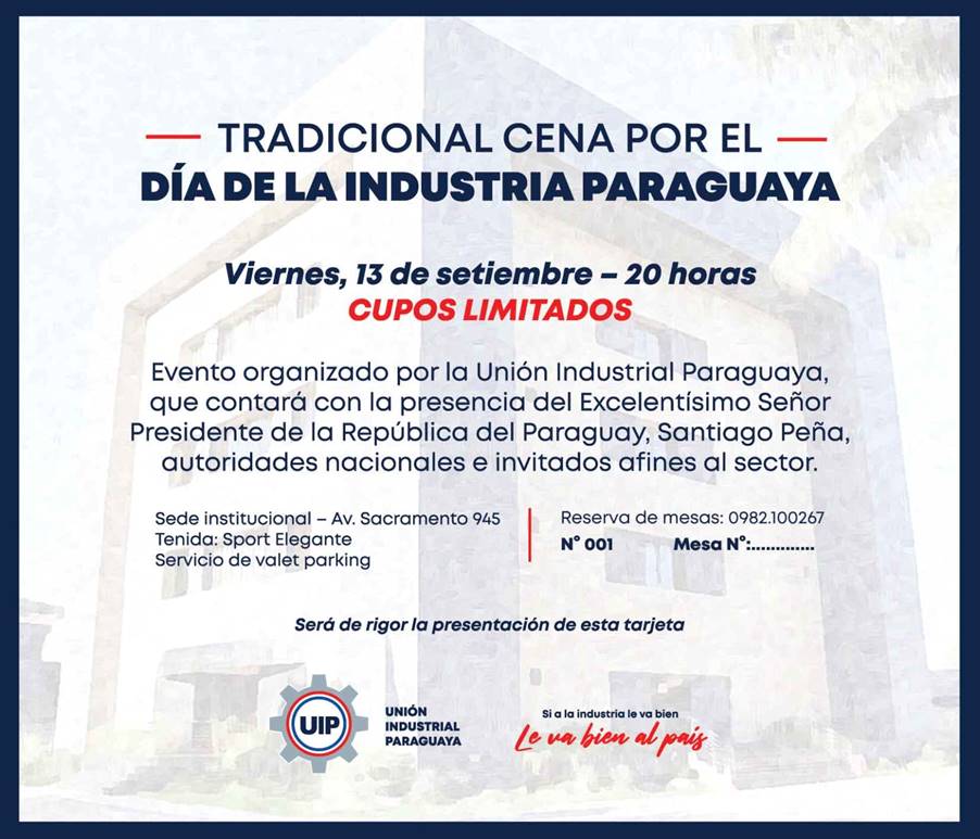 CENA DIA DE LA INDUSTRIA PARAGUAYA